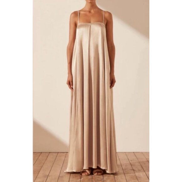 NWT Shona Joy La Lune Column Maxi Gown in Gold - Picture 1 of 14
